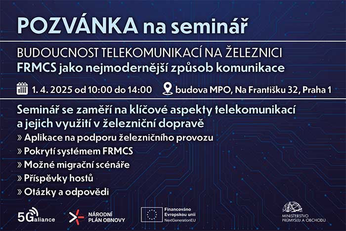 Budoucnost telekomunikací na železnici - pozvánka na seminář 1.4.2025