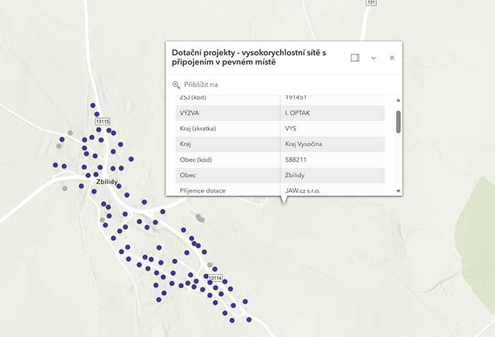 Přehled dotačních projektů a&nbsp;mapa podporovaných oblastí: www.bconetwork.cz/cz/dotacni-projekty/259/, detail objektu