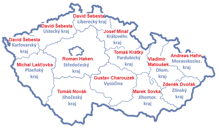 Mapa územních koordinátorů BCO Mapa územních koordinátorů BCO